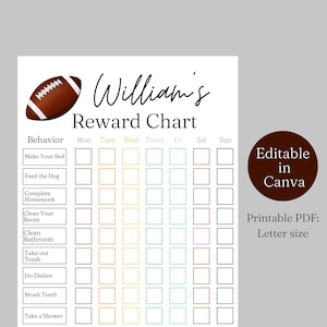 Kids Reward Chart Printable, Responsibility Chart, Kids Chore Chart, Bedtime Chart, Routine Chart, Behavior Chart Printables for Kids Canva