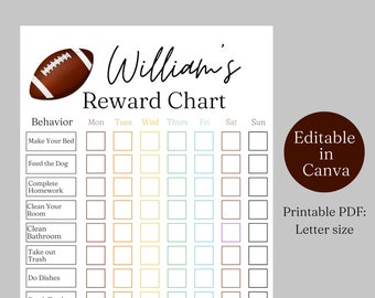 Kids Reward Chart Printable, Responsibility Chart, Kids Chore Chart, Bedtime Chart, Routine Chart, Behavior Chart Printables for Kids Canva