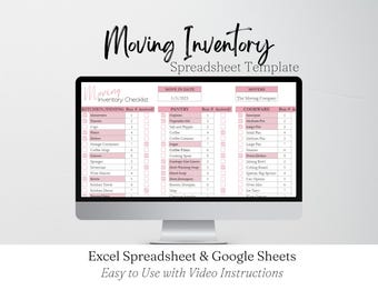 Moving Inventory Template Google Sheets, Moving Planner, Moving List, Moving Supplies, Moving Checklist Spreadsheet, Moving Organizer