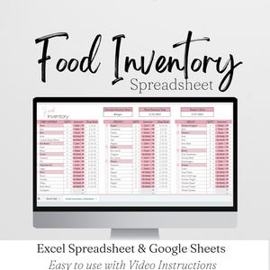 Lebensmittelinventur Vorlage, Food Tracker Tabelle Liste Kühlschrankvorräte Checkliste Küchenvorräte, Gewürze Excel Tabelle Google