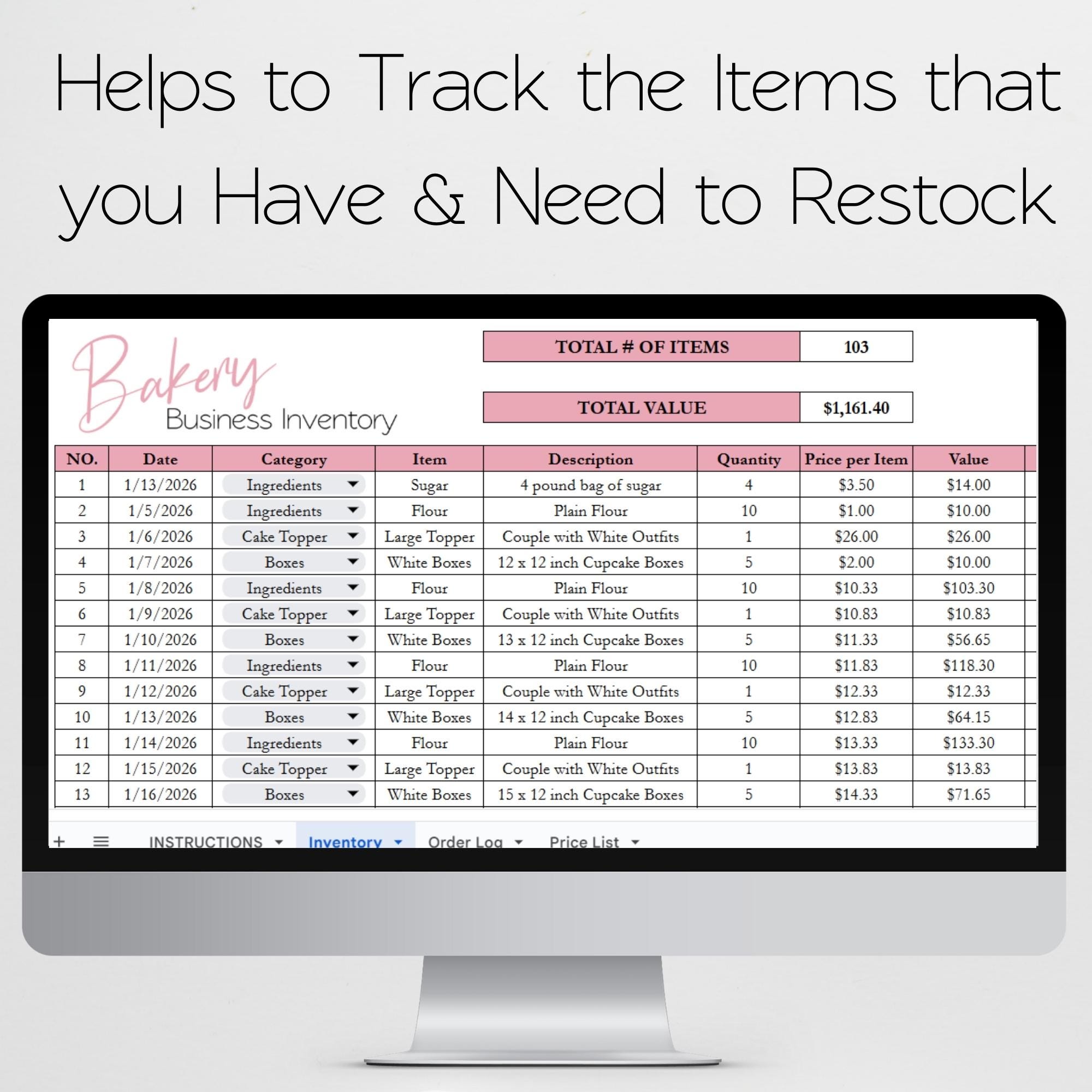 Bakery Inventory Tracker Business Template, Bakery Inventory Tracker ...
