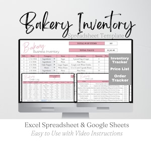Bakery Inventory Tracker Business Template, Bakery Inventory Tracker Stock Tracker Inventory List, Bakery Inventory Google Sheets