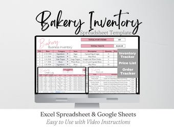 Bakery Inventory Tracker Business Template, Bakery Inventory Tracker Stock Tracker Inventory List, Bakery Inventory Google Sheets