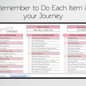 Pregnancy Checklist by Trimester Google Sheets, Pregnancy Planner, First Second Third Trimester Pregnant List, New Mom to Be Tracker Baby image 10