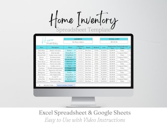 Home Inventory Spreadsheet, Home Inventory Template, Home Inventory Checklist Home Inventory tracker Personal Property Valuables Spreadsheet