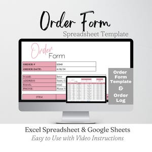 Order Form Template Google Sheets, Order Forms, Order Template, Order Log Excel Spreadsheet, Order Tracking, Custom Order Form Template
