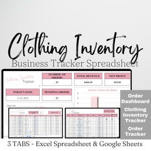 Clothing Inventory Template, Clothing Business Inventory Tracker Log, Tshirt Business, Apparel Templates, Excel Spreadsheet Google Sheet