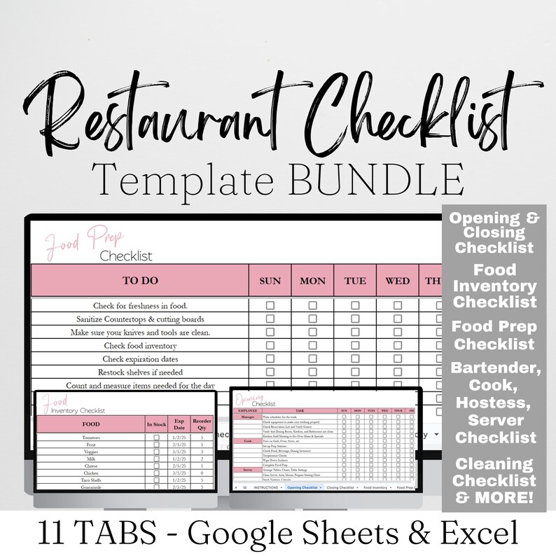 Cook Customized Checklist Restaurant Checklist Template Bundle, Employee Checklist, Restaurant ...