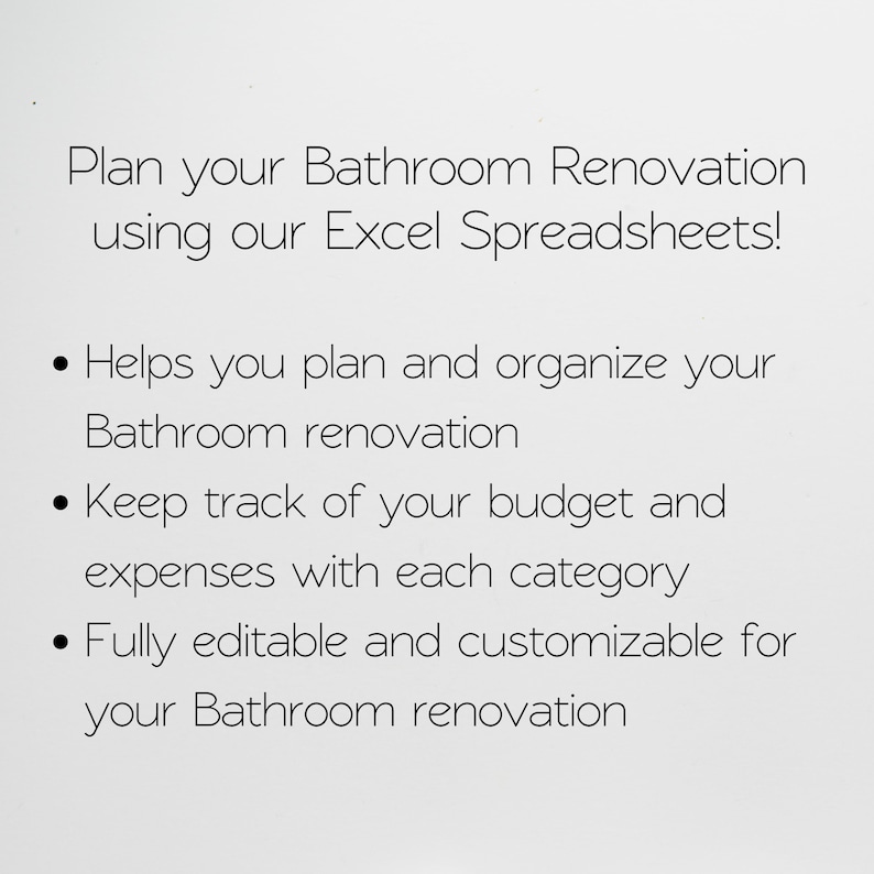 Bathroom Renovation Checklist Google Sheets, Bathroom Remodel Check List Excel Spreadsheet, Home Bath Remodel Guide Planner Template image 3