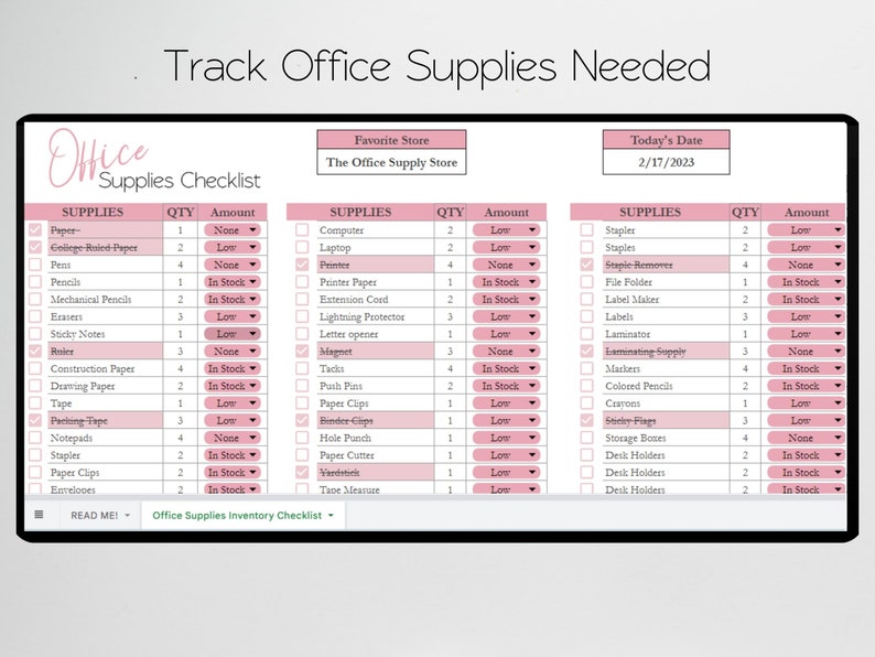 Office Supplies Checklist, Business Office Supplies Checklist Template