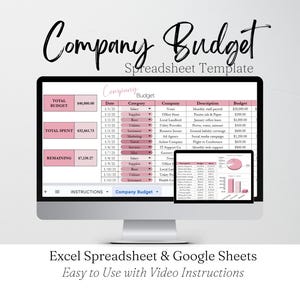 Company Budget Spreadsheet, Small Business Budget Template Google Sheets, Business Expense Tracker, Business Finance Budget Planner Excel