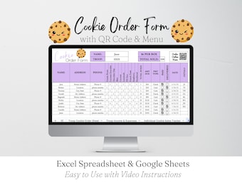 Cookie-Bestellformular-Vorlage mit QR-Code, druckbares Bestellformular 2026, bearbeitbares Google-Blatt, Girl Troop Cookie Sales Forms Excel, Fundraiser