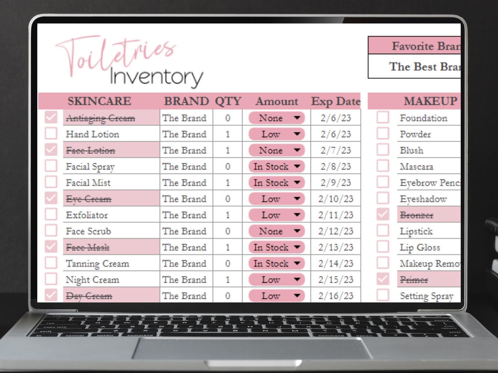 Toiletries Inventory Toiletries Packing List for Travel Etsy