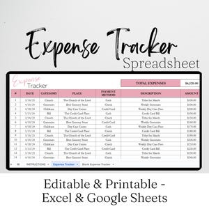 Expenses Tracker Google Sheets Template, Spending Tracker, Small Business Expense Log, Travel Expense Tracker Spreadsheet Template, Tax Prep