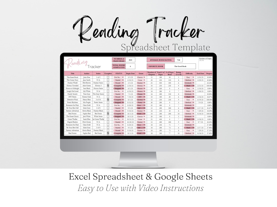 Reading Plan Spreadsheet Example Reading Tracker Spreadsheet, Reading Template, Summer Reading Chart ...