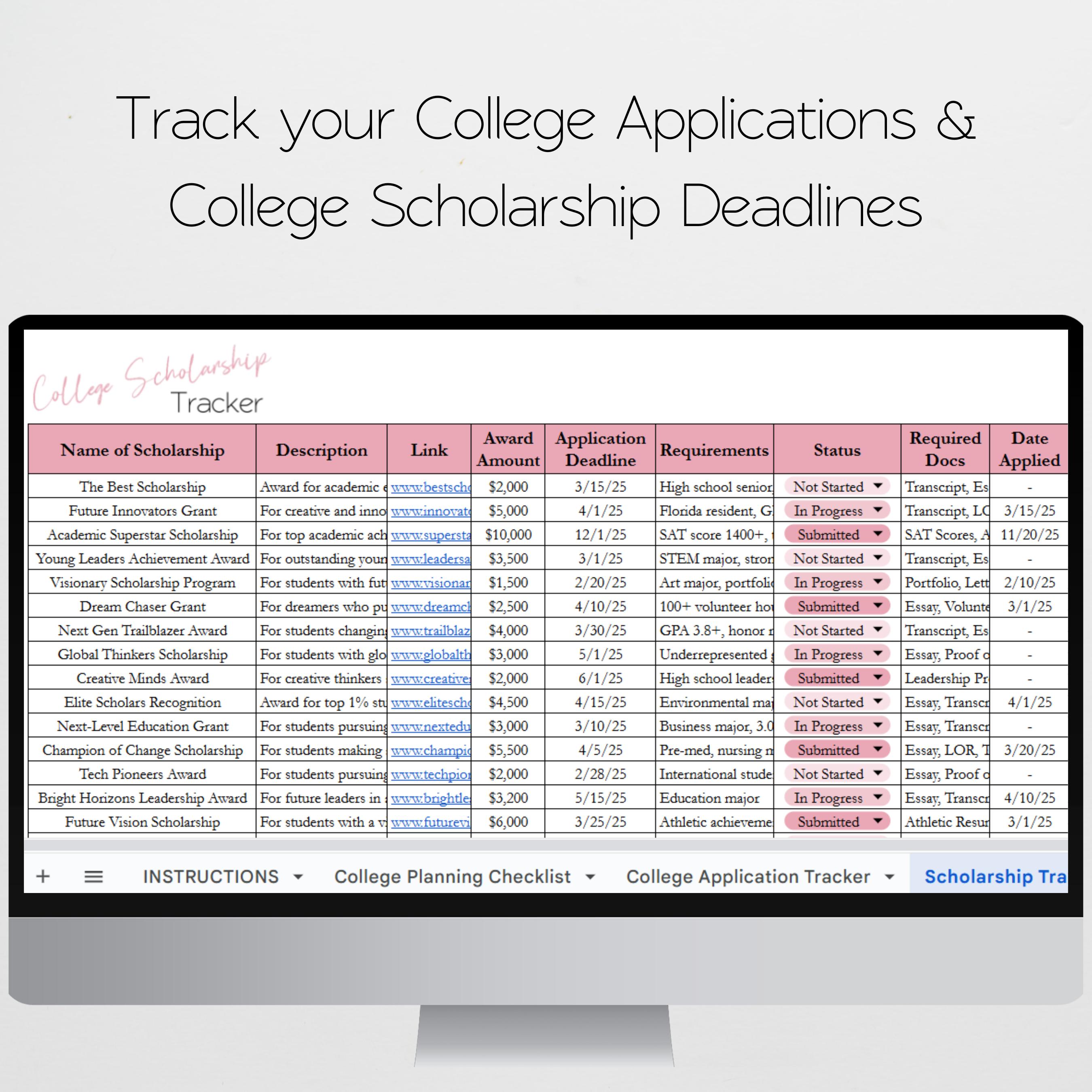 College Planner Template Google Sheets, College Student Assignment ...