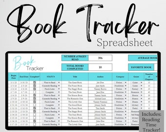 Reading Tracker Tabelle, Reading Tracker Google Sheets, Book Tracker Journal, Book Reading Time Log, Digital Reading List Excel Sheet