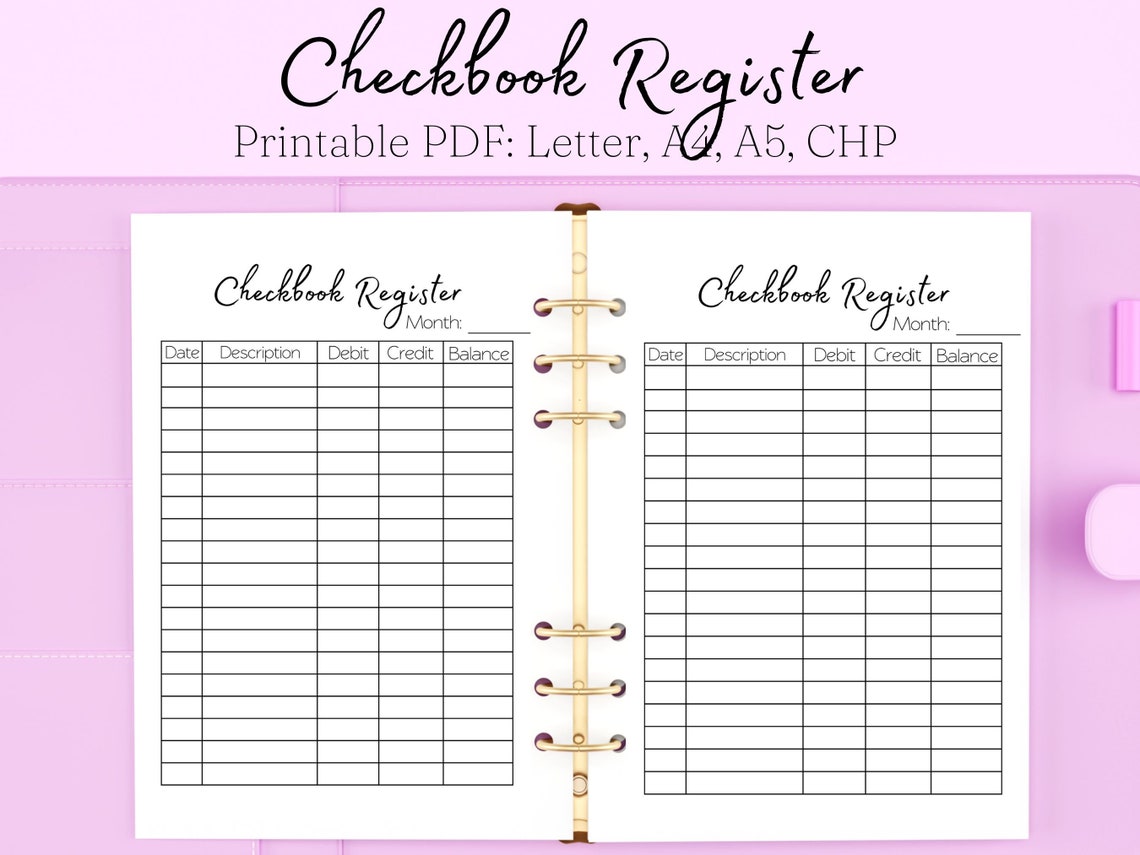 Checkbook Register Printable Check Book Register Checkbook - Etsy