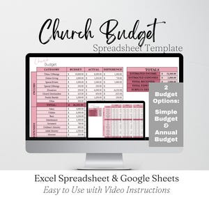 Church Budget Spreadsheet, Church Bookkeeping, Church Monthly Budget Template Google Sheets, Annual Budget, Nonprofit Budget Sheet Budgeting