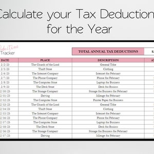 Tax Deduction Tracker Excel Spreadsheet Editable Tax Deductions List