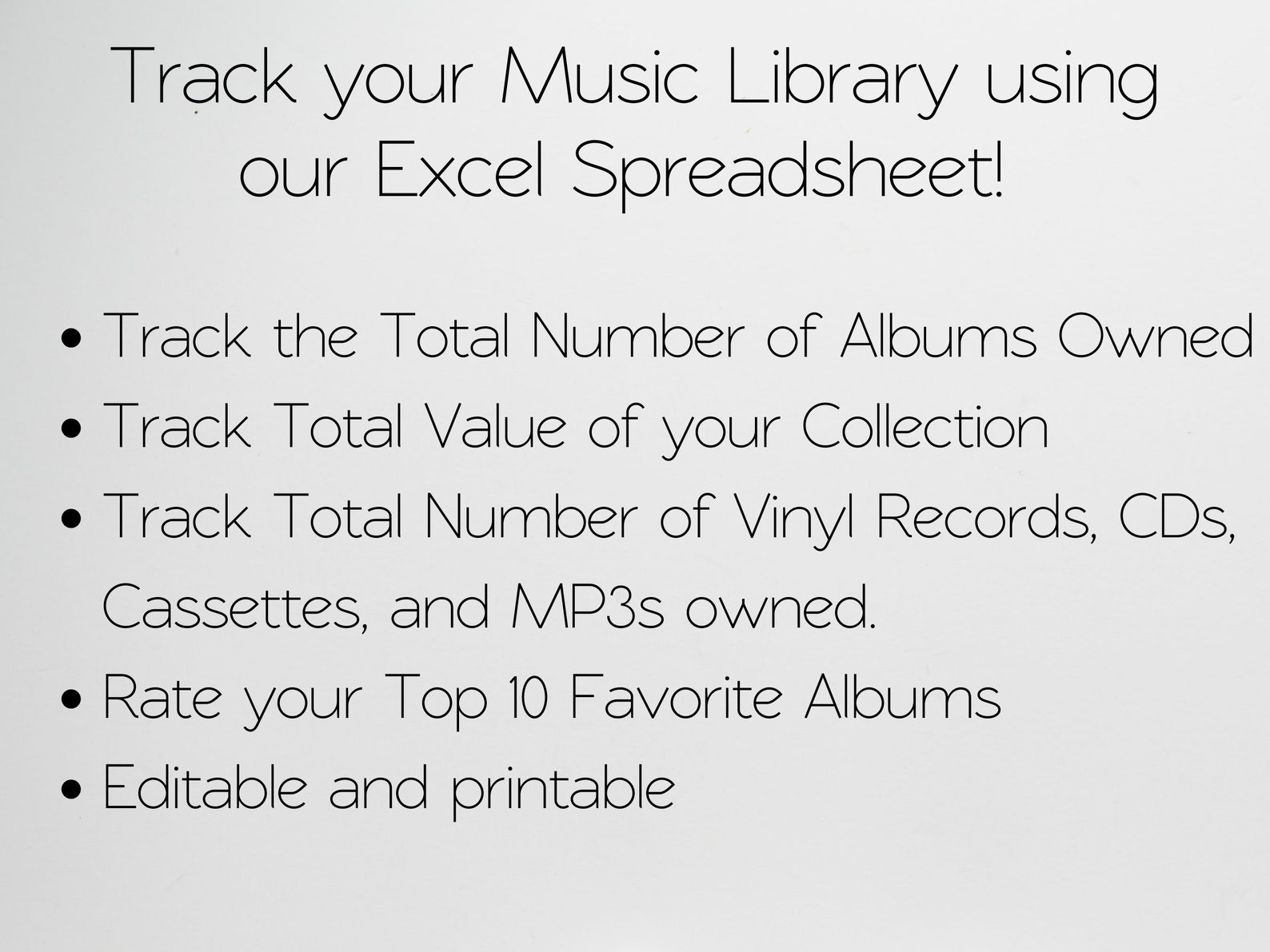 Music Collection Tracker Excel Spreadsheet Music Tracker Etsy
