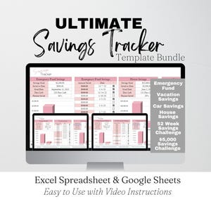 Google Sheets Savings Tracker, Savings Tracking Spreadsheet, Savings Tracker Bundle, Savings Tracker Spreadsheet, Savings Planner Excel