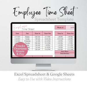 Employee Time Sheet, Work Time Tracker, Time Tracking, Office Organizer, Small Business Spreadsheet Template, Timesheet Printable, Work Log