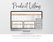 Product Listing Template Bundle, Editable Product Description Spreadsheet Template, Business Planner, Shop Organization, Store Templates