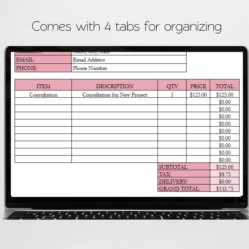 Rechnungsvorlage Google Sheets, Rechnungsformular-Tracker, Benutzerdefinierter Rechnungsgenerator, bearbeitbare Rechnungsvorlage Excel-Arbeitsblatt-Rechnungsverfolgung Bild 6