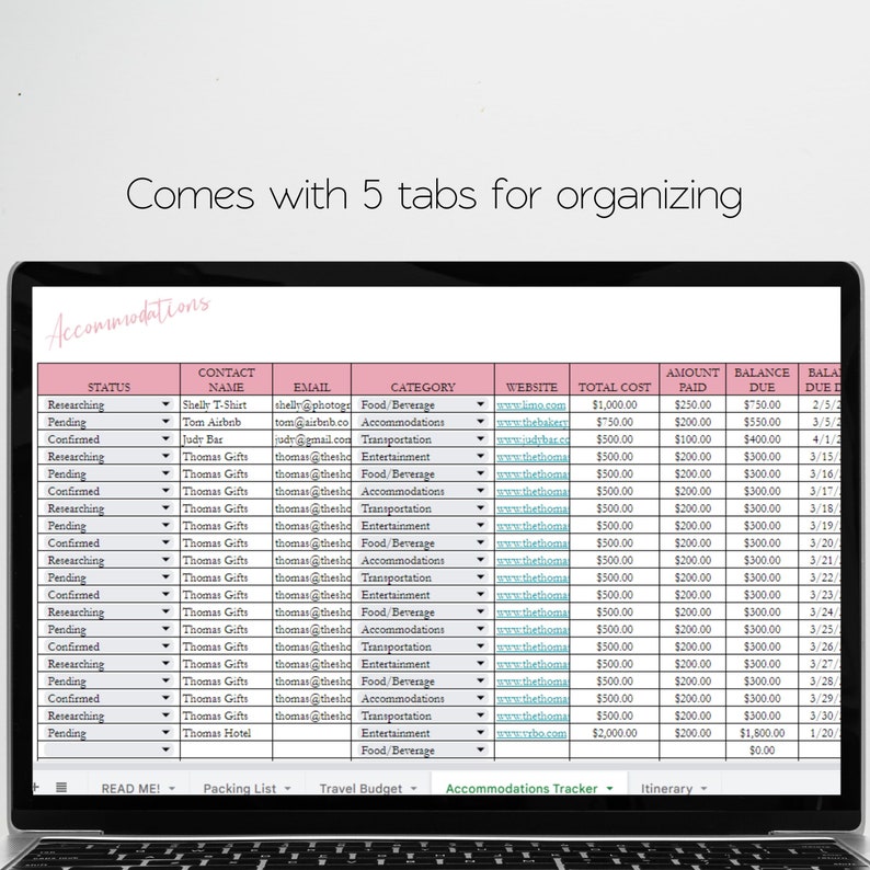 Travel Planner Template Excel, Travel Itinerary Google Doc, Digital ...
