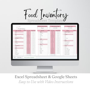 Food Inventory Template - Tracker for Pantry, Groceries in Refrigerator, and Kitchen Supplies (Google Sheet & Excel Spreadsheet Template)