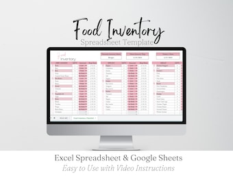 Food Inventory Template - Tracker for Pantry, Groceries in Refrigerator, and Kitchen Supplies (Google Sheet & Excel Spreadsheet Template)