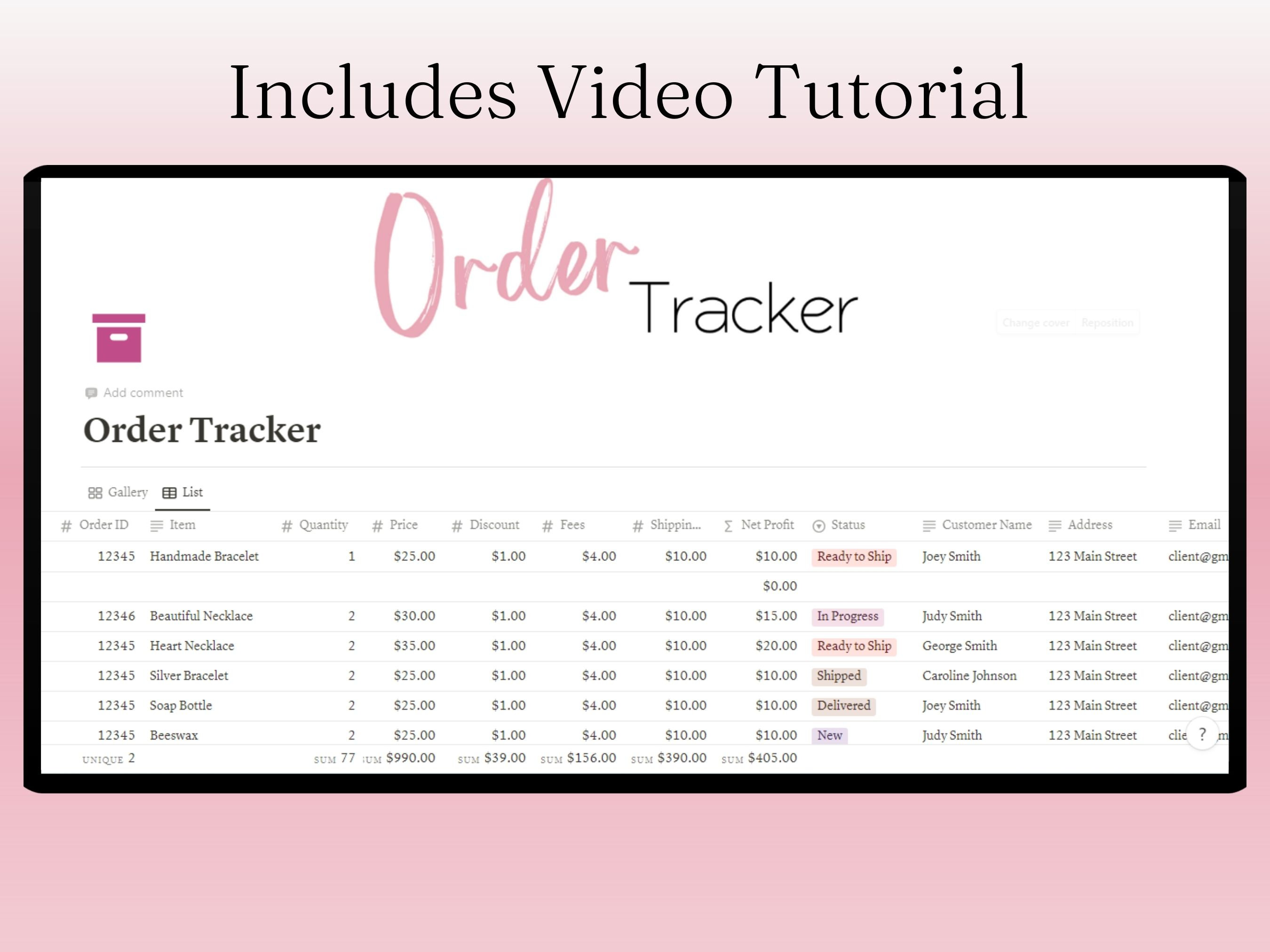 Order Tracker Notion Template Order Tracker Notion Templates, Small ...