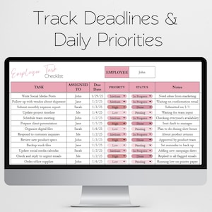 Employee Task Checklist, Excel To Do List Template, Daily Task Manager Google Sheet, Activity Tracker Digital Checklist Office Organizer image 4