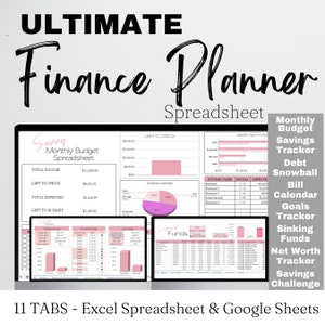 Budget Template, Financial Planner Excel, Budget Spreadsheet, Budgeting Spreadsheet, Finance Google Sheets, Ultimate Finance Excel Template