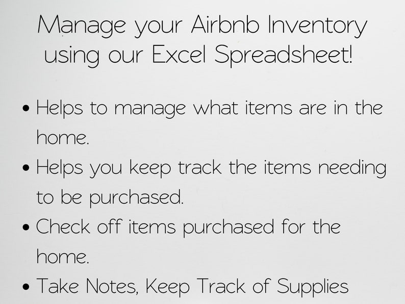 Inventory Checklist Template for Airbnb Property Management Etsy