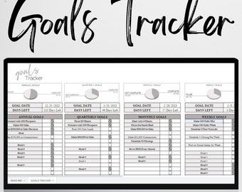 Goal tracking Spreadsheet, Goal Tracking Template, Goals Setting, Goal Tracker Google Sheet, Annual Goals, Monthly Goals, Weekly Goals