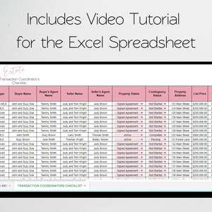 Real Estate Transaction Coordinator Checklist, Realtor Transaction Checklist, Transaction Coordinator Tracker, Coordinator Templates Log image 3