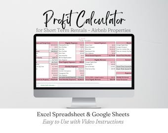 Profit Calculator for Short Term Rental Property ROI Calculator, Rental Cash Flow Excel Spreadsheet, Rental Property Analysis, Analytics