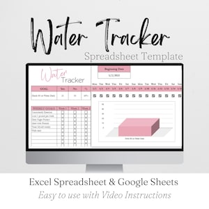 Water Tracker Template Excel Spreadsheet, Water Tracking Google Sheets, Water Template, Daily Water Intake Tracker Monthly Hydration Tracker