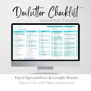 Decluttering Checklist, Decluttering List, Decluttering Guide Decluttering Planner Declutter Home Realtor Checklist Excel Spreadsheet Google