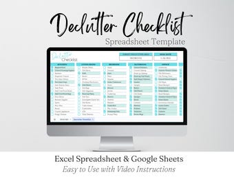 Decluttering Checklist, Decluttering List, Decluttering Guide Decluttering Planner Declutter Home Realtor Checklist Excel Spreadsheet Google