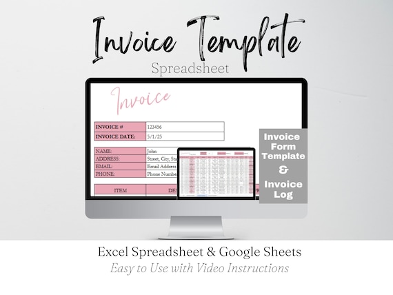 Invoice Template Google Sheets, Invoice Form Tracker, Custom Invoice Generator, Editable Invoice Template Excel Spreadsheet Invoice Tracking
