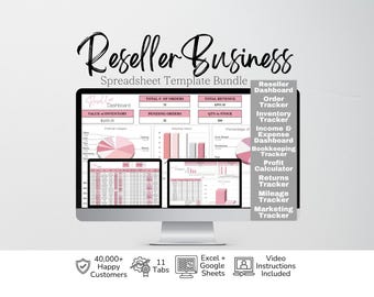Reseller Spreadsheet Template, Resale Business Planner, Reseller Bookkeeping, Product Inventory Management, Reseller Tools Reseller Tracker