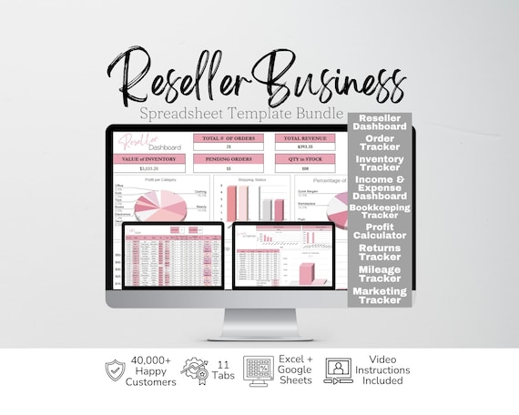 Reseller Spreadsheet Template, Resale Business Planner, Reseller Bookkeeping, Product Inventory Management, Reseller Tools Reseller Tracker