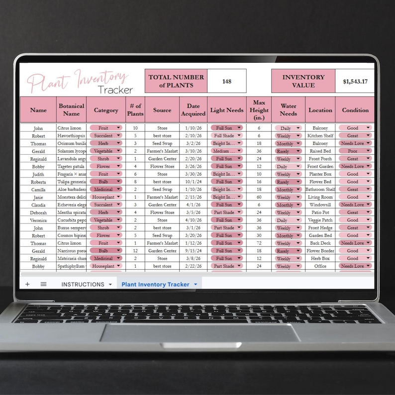 Plant Inventory Tracker Spreadsheet Template, Plant Journal, House Plant Spreadsheet Farm Management, Indoor Plants Garden Log Outdoor Plant image 10
