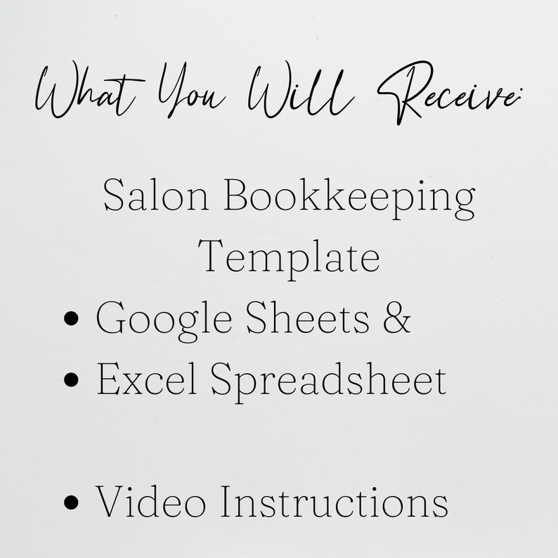 Salon Bookkeeping Template, Hair Salon Income and Expenses Tracker Log, Beauty Salon, Nail Salon Hair Salon Excel Spreadsheet Google Sheets image 5