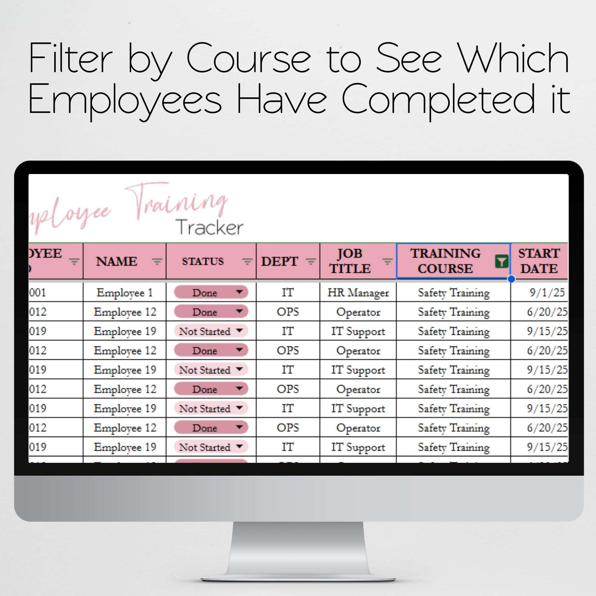 Employee Training Tracker Template, HR Spreadsheet Google Sheets, Human ...