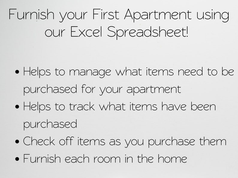 New Apartment Checklist Planner Template Excel Spreadsheet Etsy
