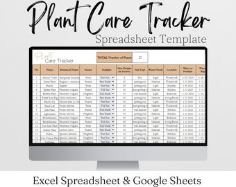 Plant Care Tracker Excel Spreadsheet, Houseplants Care, House Plant Tracker Google Sheets Indoor Plants Care Template Digital Plant Watering